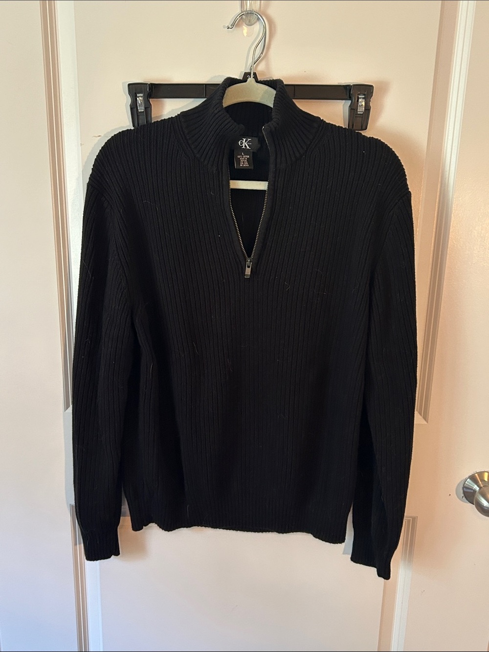 Calvin Klein Black Ribbed Quarter-Zip Sweater